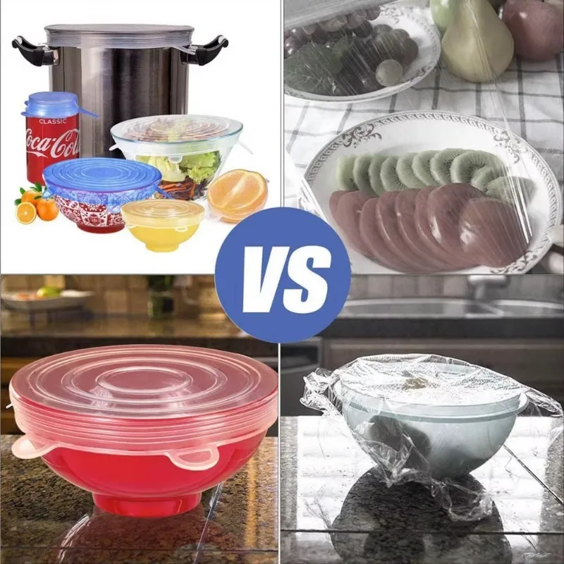 Food Cover Fresh Keeping Cover Microwave Cover Preservation Cover Bowl Cover 6 Pcs Microwave Food Covers Bowl Caps Elastic Silicone Lid Cap Silicone Cover Stretch Lids for Kitchen Universal Adaptable Lids