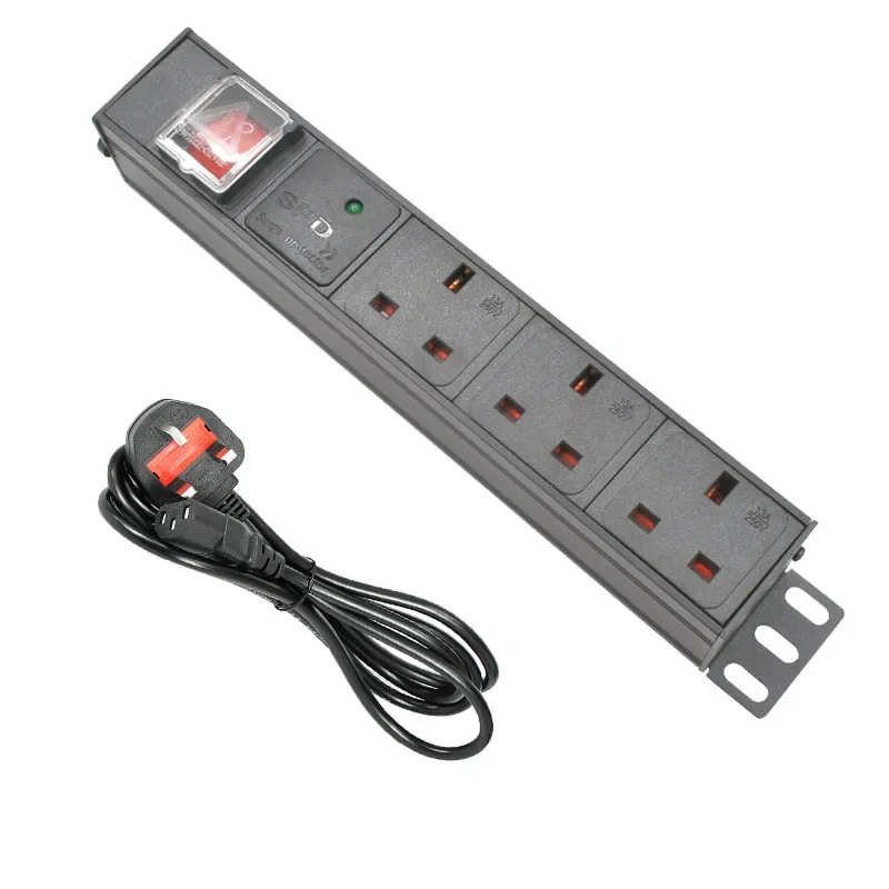 

PDU 1U Network Cabinet Rack Power Strip Distribution Outlet 3 Units Universal Socket Break Switch Plug C14Interface SPD