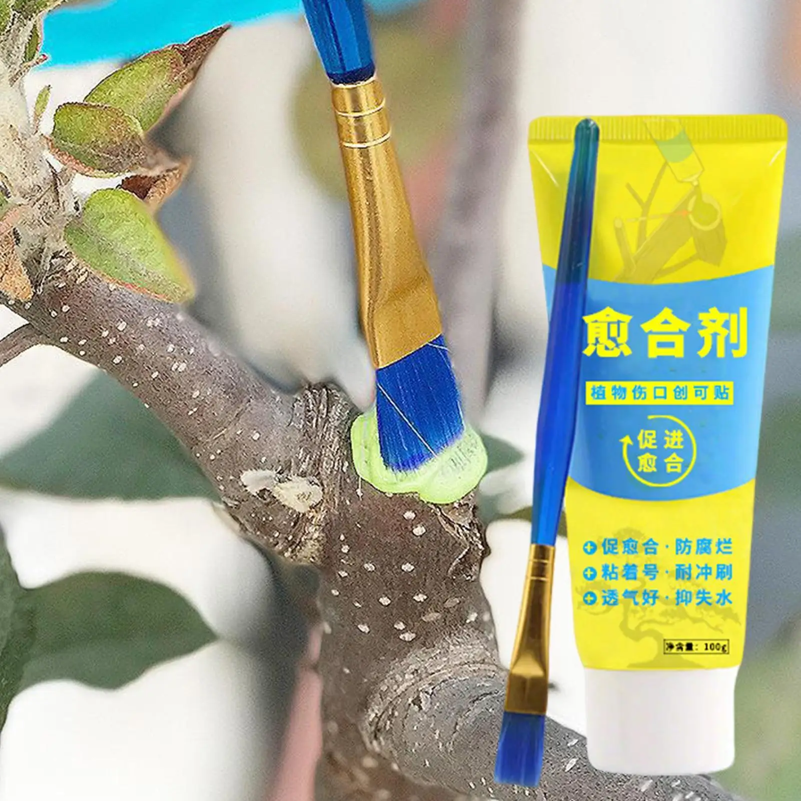 나무 접목용 실란트, 나무 줄기 가지 실란트제 100g, 내후성 천연 페이스트(브러시 포함), 관목, 과일, 분재, 꽃용