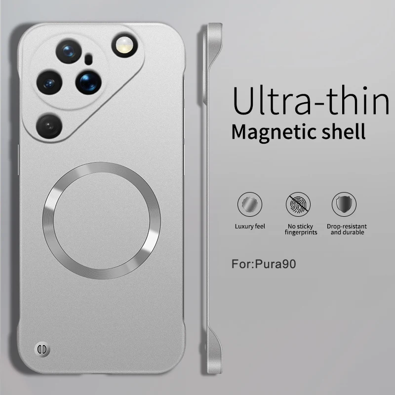 Magnetic Thin Fashion Phone Case with Hard PC Borderless Back Cover