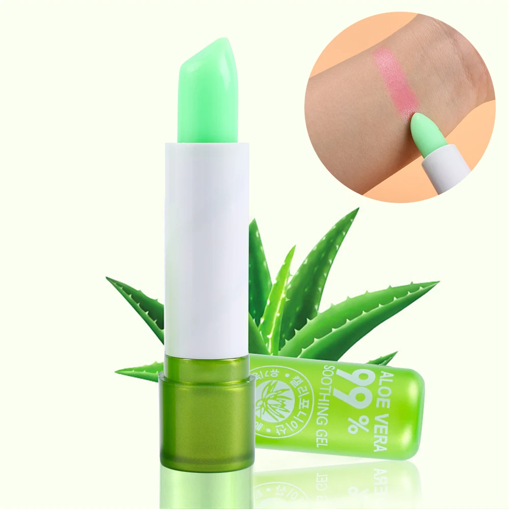 S64cd01ac043448638faa261c430d3486N 1PC Moisture Lip Balm Long-Lasting Natural Aloe Vera Lipstick Color Mood Changing Long Lasting Moisturizing Lipstick Anti Aging