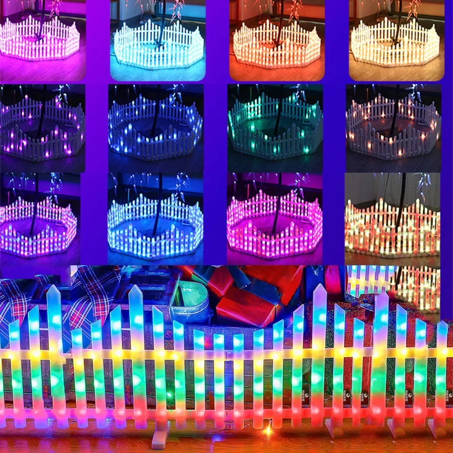 thumbnail image 1 of Paquete de 8 luces de Navidad para valla de jardín iluminadas de 110 pulgadas, 8 modos, luces de plástico blancas para valla de jardín, 1 of 5