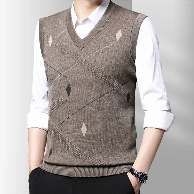 Men's Thickened Casual Sweater Tank Top Autumn and Winter Warm Men's Vest men sweater vests mens knitted vest