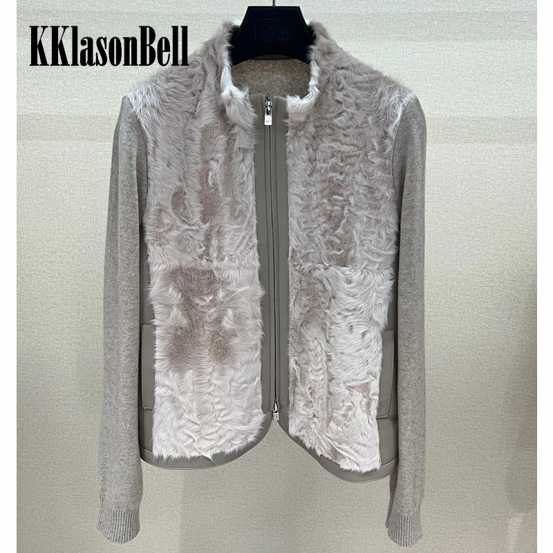 

11.2 KKlasonBell Mongolia Sheep Fur Cashmere Knitted Stand Collar Keep Warm Fashion Real Fur Jacket Women