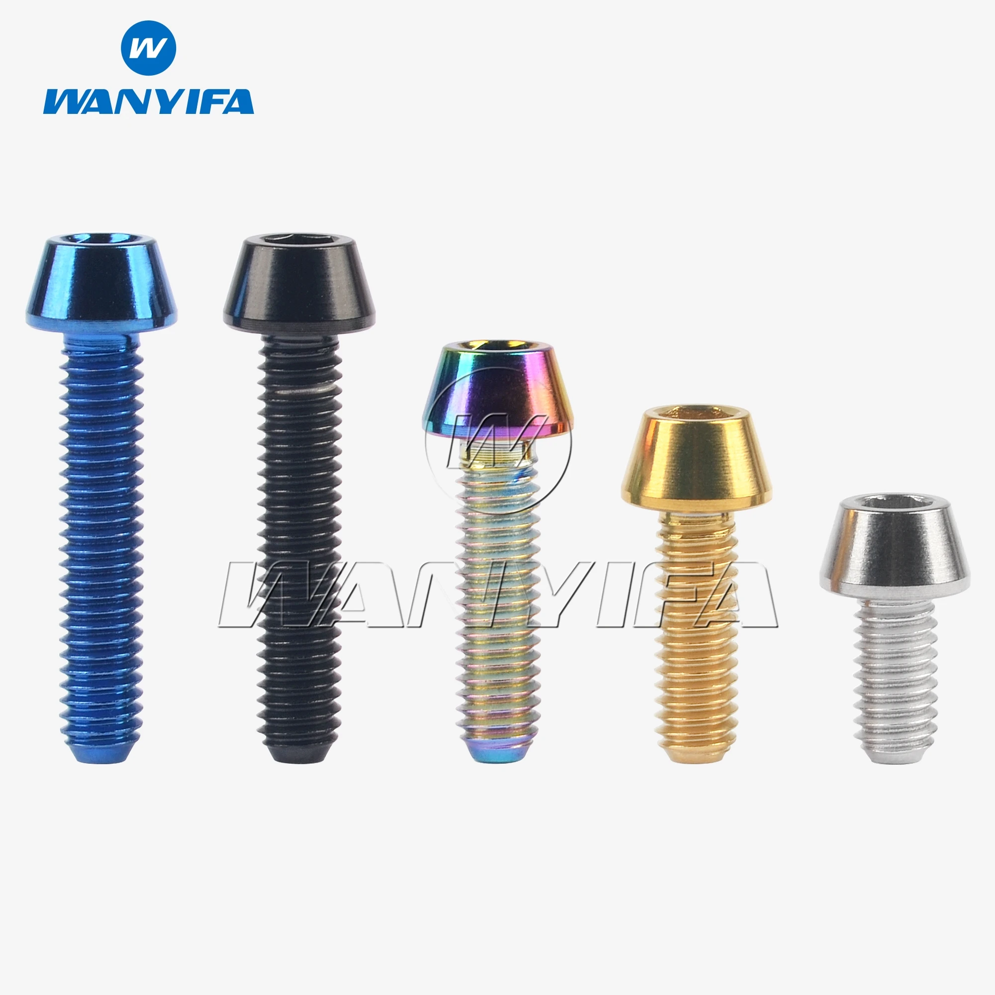 Wanyifa Titanium Ti Bolts M4 x 8 12 15 20mm Allen Key Taper Head Bolt Screw for Bicycle Thumb Shifter titanium bolts