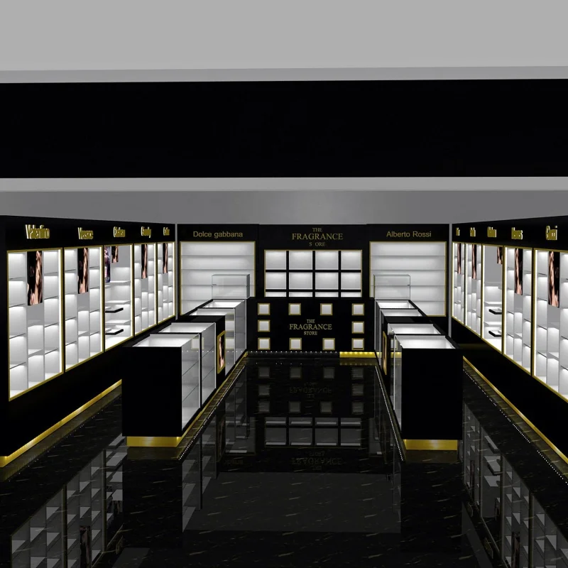 Custom, luxury perfume shop design perfume display cabinet wall display cabinet custom retail shop display fixture