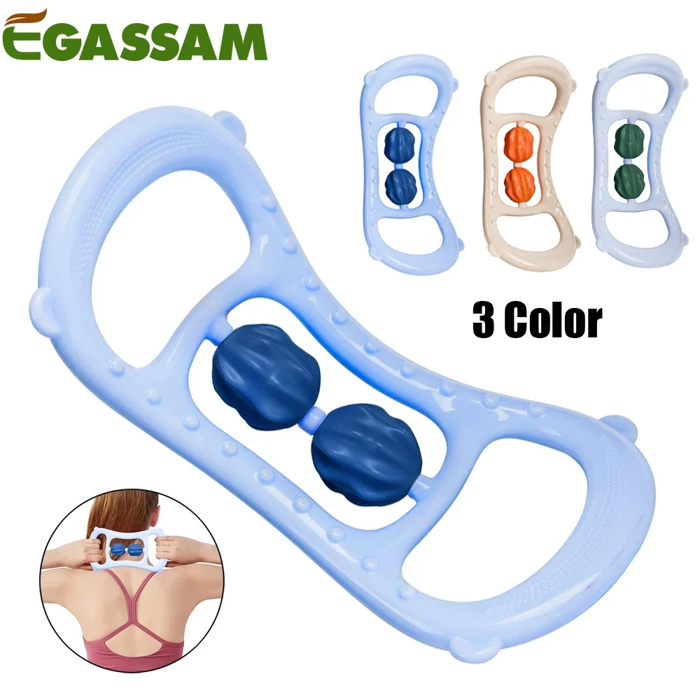 Neck Back Massager, Trigger Point Roller Massager For Yoga Fitness, Ergonomic Handle Design,Pain Relief Massager For Deep Tissue