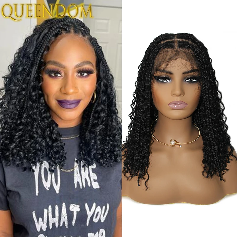 

Bohemia Braids Short Bob Wig 12 Inch Goddess Dreadlock Box Braided 360 Full Lace Wigs Synthetic Lace Frontal Wigs With Baby Hair