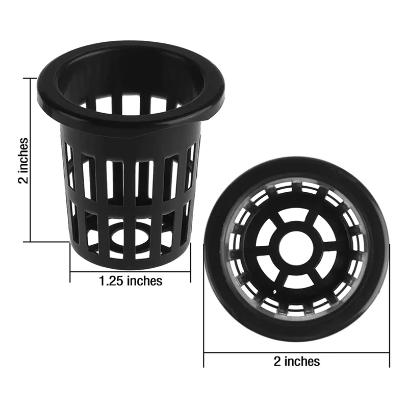 AA14 New 100Pcs Black Plastic Fixing Basket Gardening Soilless Slotted Mesh Plant Cups, Pots, Buckets, Baskets For Hydroponics