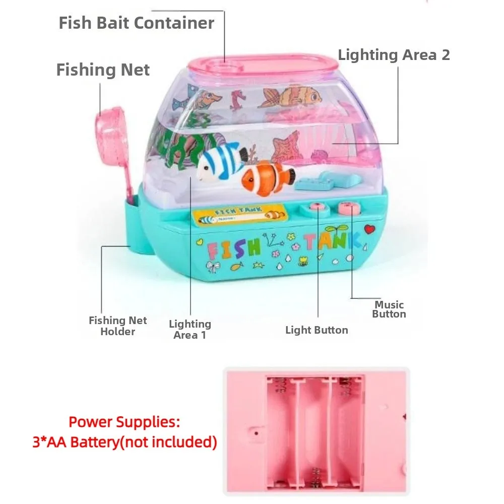 Creative Artificial Aquarium Cartoon with Music and Light LED Light Up Tank Funny Electric Music Interactive Aquarium Toys Home
