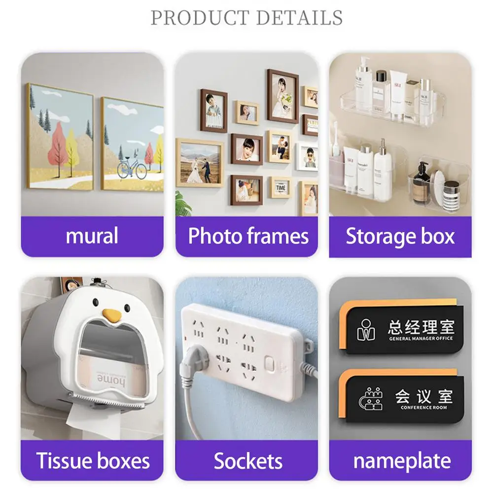 Description Picture 6 of item12 Pairs Punch-free Frame Tape Strips Self Adhesive Picture Frame Fixed Poster Wall Hook Decorate Fixing Wall Hanger