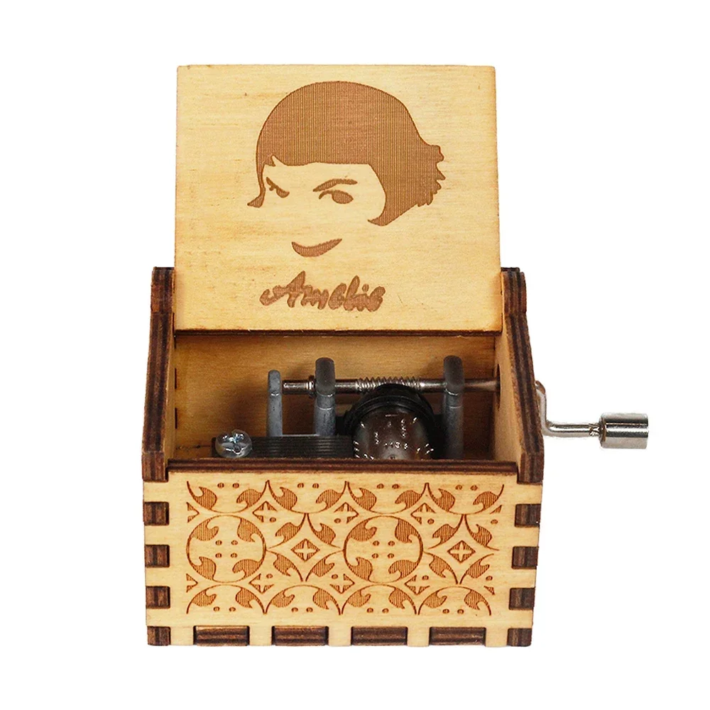 Halloween Eve Wooden Music Box Hand Crank Nightmare Before Christmas Antique Engraved Musical Box Case 5