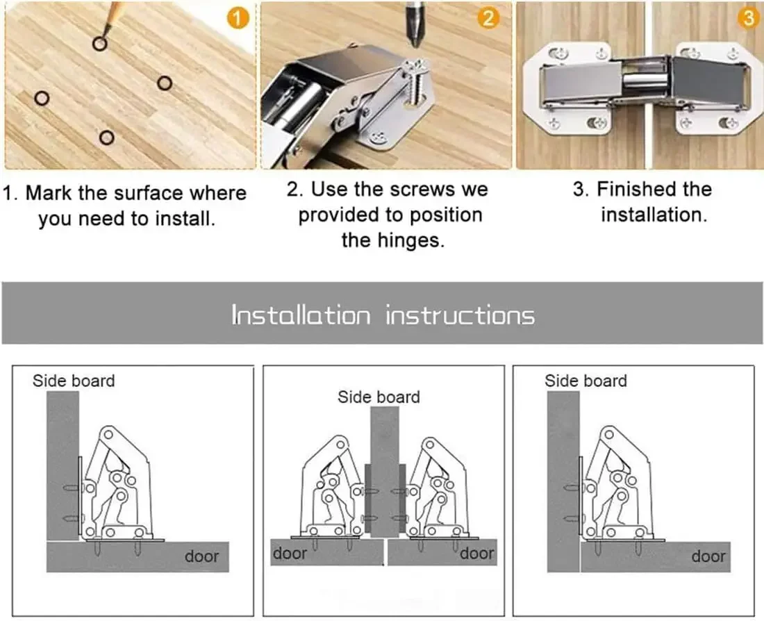 90Degree3-4Inch Not Drilling Hole Cabinet Hinge Cabinet Door Soft Closing Hinge Hydraulic Buffer Furniture Door Hinges stainless steel hinges door hinges