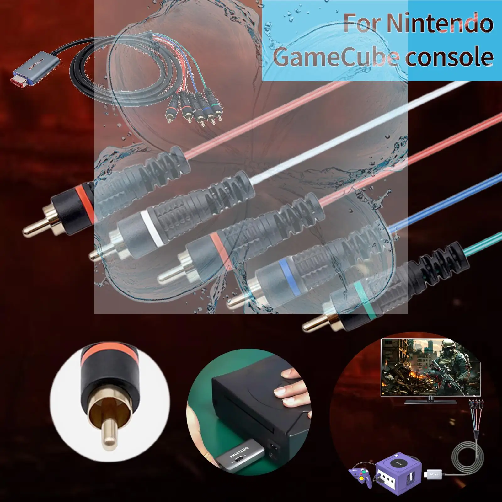 1.8m 이중 차폐 구성 요소 비디오 어댑터 GameCube NGC 디지털 GCvideo Lite NTSC/PAL 다중 해상도용 5RCA YPbPr 케이블