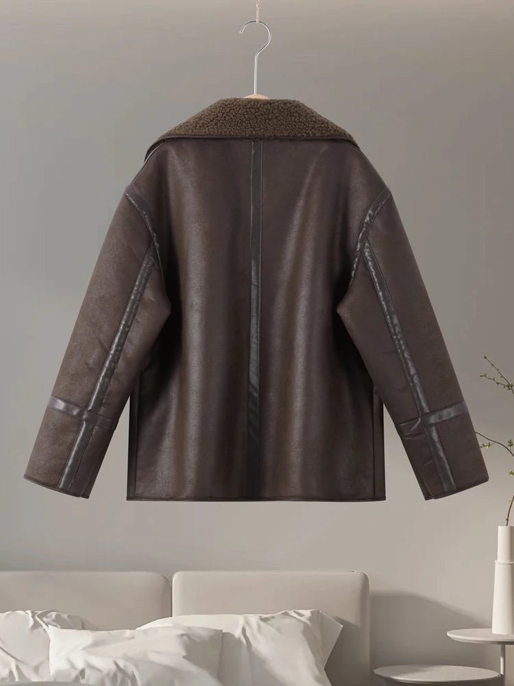 Damen-Wintermäntel, Reversknopf, wendbar, Bomberjacken, Herbst 2022, weiblich, langärmelig, Taschenmantel, modische Damen-Oberbekleidung – Detail 4