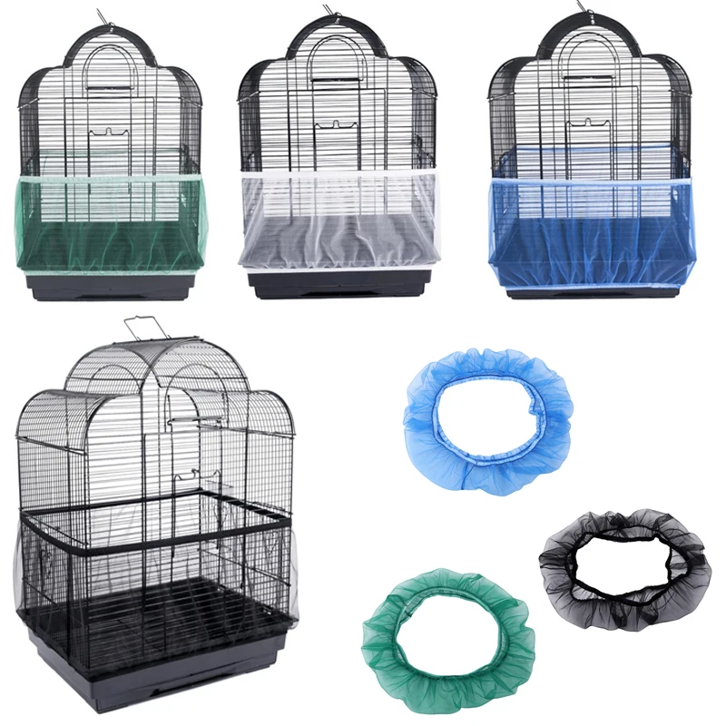Bird Cage Seed Catcher Seeds Guard Parrot Mesh Net Cover Stretchy Shell MI 