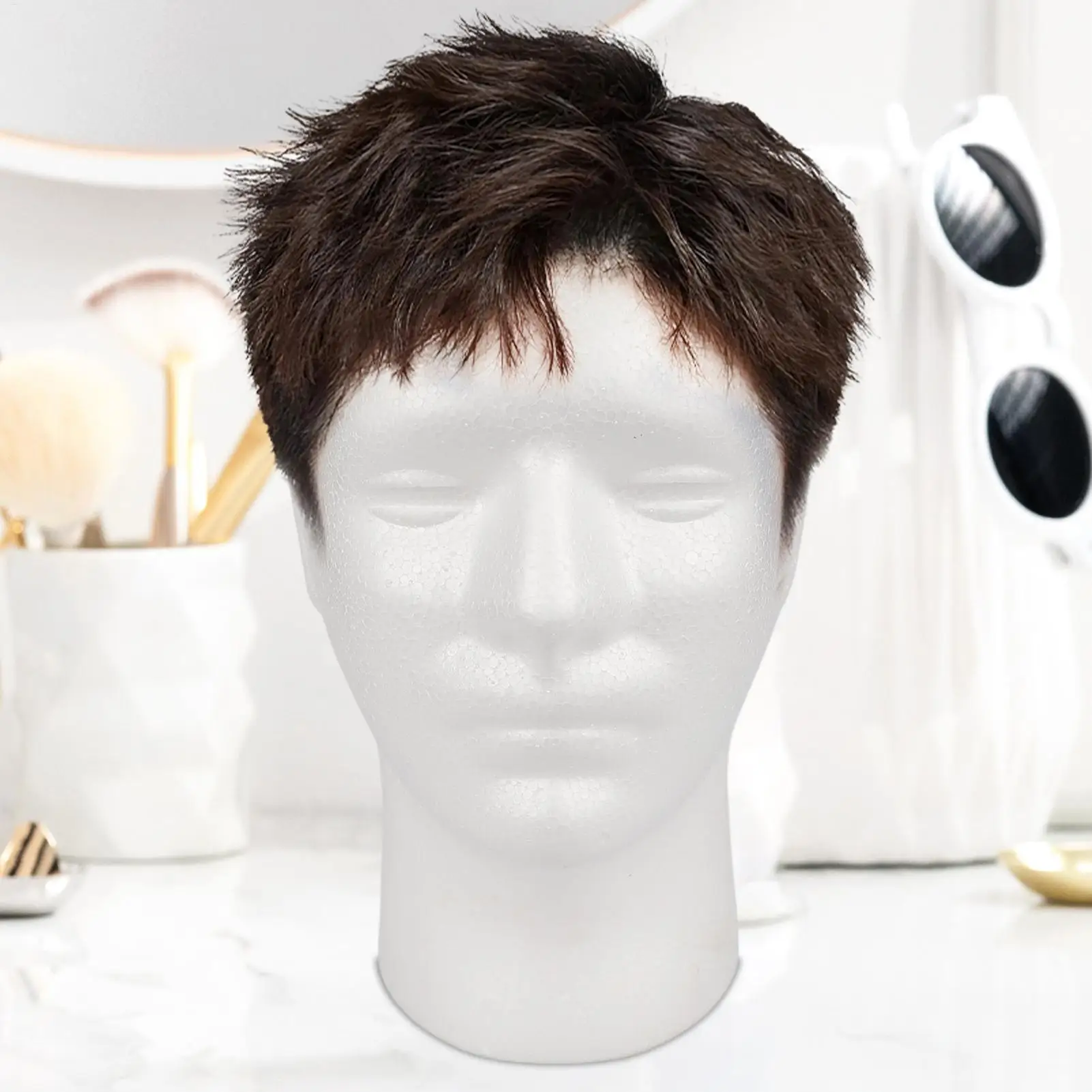 1pc Male Head Mould Foam Family Foam Head Foam Head Fixed Props Display Head Wig Practice Foam Wigs Head Model And Display Hair