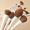 15pcs Makeup Brushes Custom Logo White Color Brown Hair Makeup  Brush Set Private Label Pro Beauty Tools Wholesale 5set/lot 3