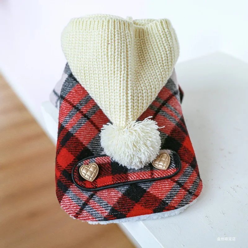 1PC Pet Clothing Cat Winter Plush Thickened Ball Hat Cotton Coat Windbreaker Suitable for Small and Medium Dogs pet jacket