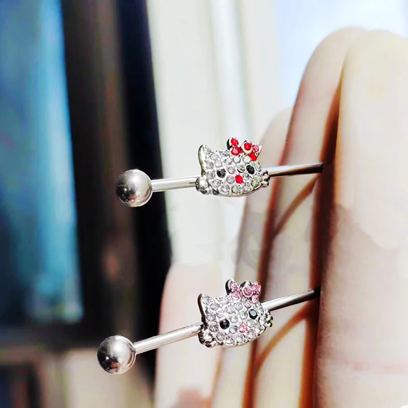 StraightRodEarringStainlessSteelIndustrialJewelry14gBar