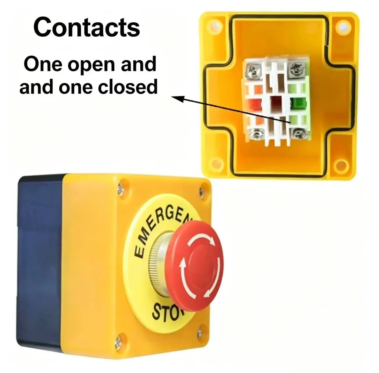 Emergency Stop Button Switch Box with Waterproof Safety Cover for Industrial Use, 660V 10A