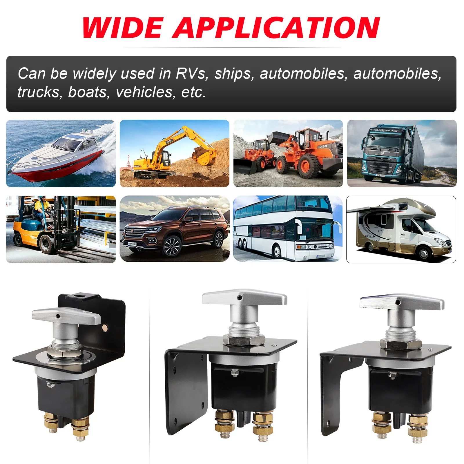 12V Battery Kill Switch Heavy Duty Battery Circuit Cutter Disconnecter Isolator With Keyhole For RV Camperize Van Accessories