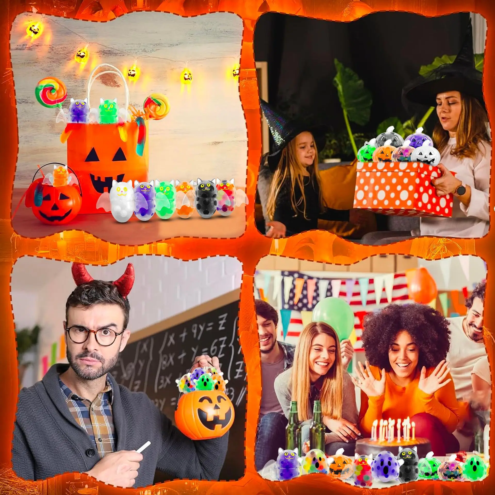 Novelty TPR Halloween Bead Ball Pinch Music Ghost Bat Pumpkin Squeeze Release Creative Stress Relief Toy Festival Party Gifts