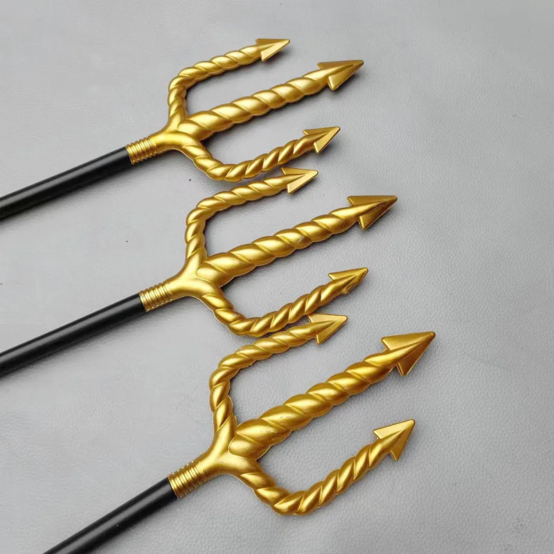 Halloween Festival Prop Death Spiral Trident Plastic Gold Weapon