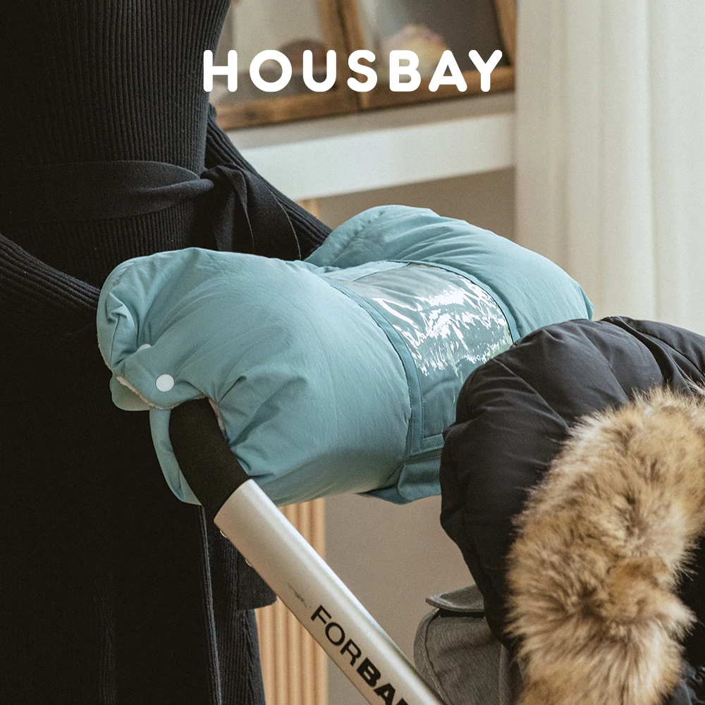 Stroller Gloves For Parents Outside Winter Warm Fur Fleece Hand Cover Windproof Waterproof Pram Hand Muff With Phone Pocket
