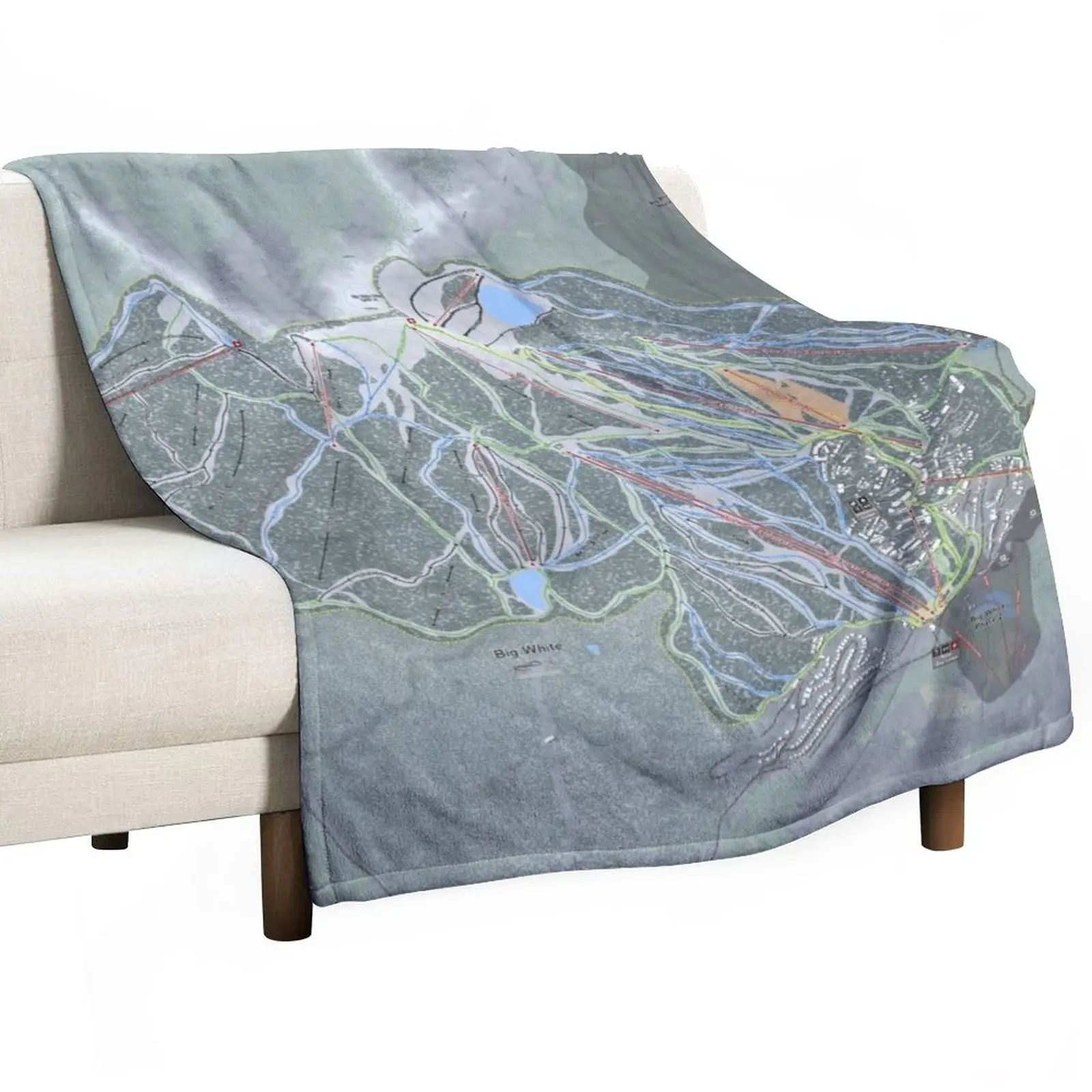 

Big White Resort Trail Map Throw Blanket Warm Blanket Winter bed blankets Blankets For Sofas