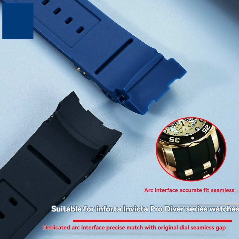 Black and Blue Rubber Sport Wristband - 26mm Silicone Watchband