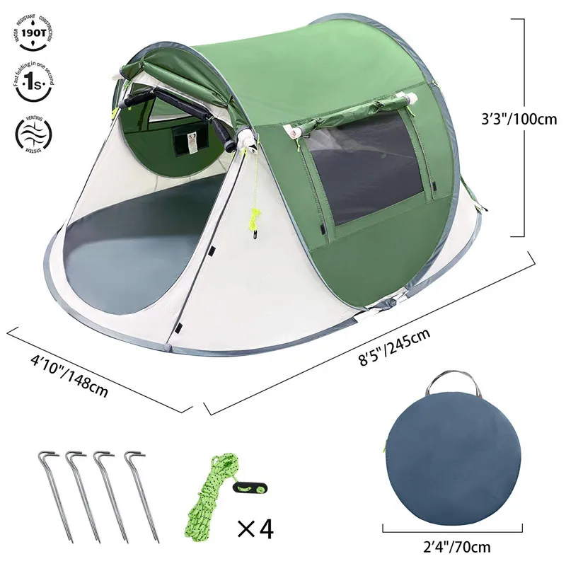 Tenda Impermeabile A Doppio Strato Leggera Pop-Up Parco All'Aperto Picnic Travel Camp Hand Throw Boat Wigwam Self-Driving Tour