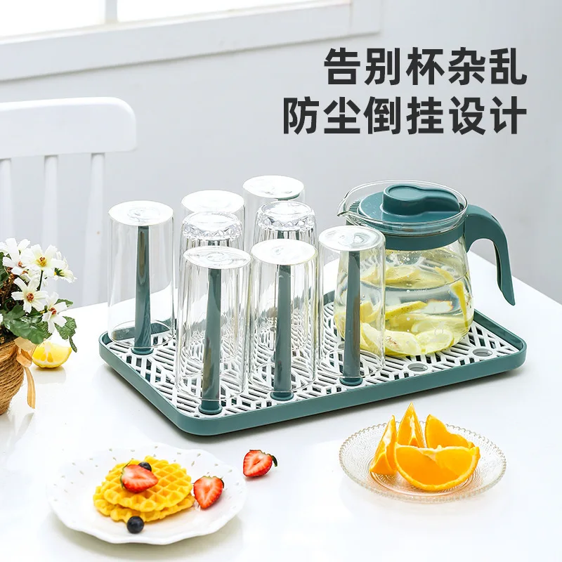 Cup Drying Rack Dust-proof Glass Cup Drainer Holder Stand Detachable Bottle Dish Drying ShelfStorage Tray Kitchen Supplies 4