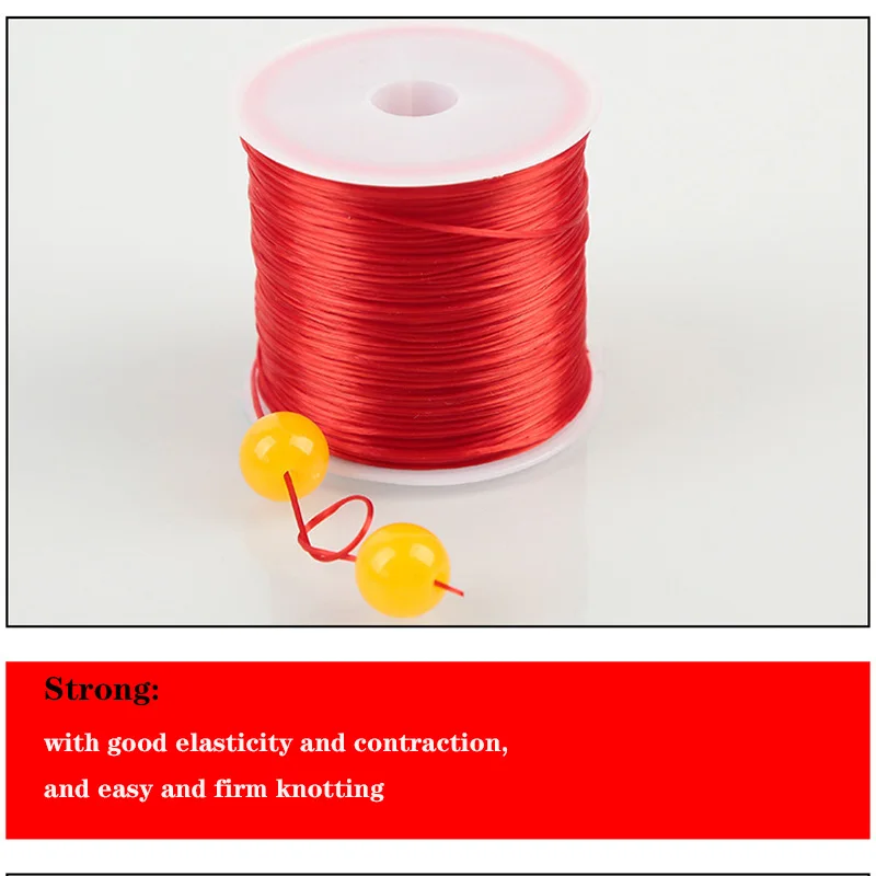 Description Picture 6 of item40M/Roll 0.6mm Flat Crystal Elastic Thread Bracelet String Leather Band Rope For Wearing Bracelet Elastic Thread Buddha Bead Thr