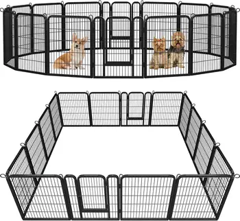 Heavy Duty Dog Playpen - Foldable Metal Pet Playpen Dog Exercise Pen Barrier Kennel with Door 1