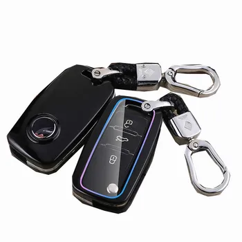 Cover chiate/telecomando per Volkswagen Polo VW Golf 7 Passat Tiguan Scirocco Skoda Octavia Seat - Custodia protettiva per coperture in carbonio con custodia completa per Volkswagen Polo VW Golf 7