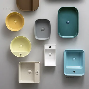 อ่างล้างหน้าทรงสี่เหลี่ยมแบบนอร์ดิก อ่างล้างหน้าสำหรับใช้ในบ้าน อ่างล้างหน้าแบบวางบนเคาน์เตอร์ อ่างล้างหน้าห้องน้ำ อ่างล้างหน้าห้องครัวทันสมัย 1