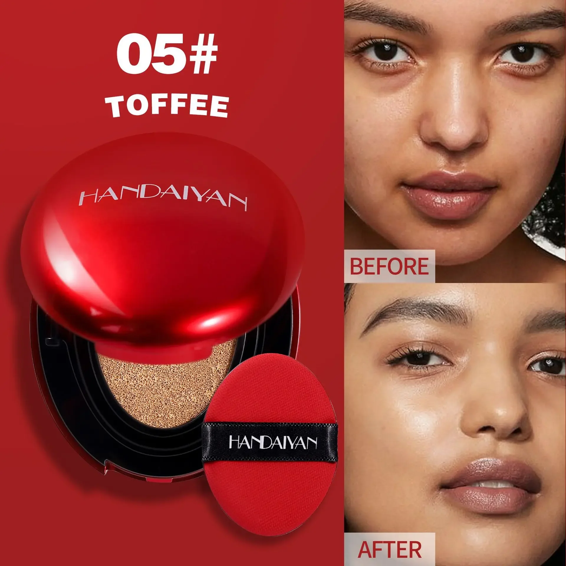 Air Cushion Full Coverage Waterproof Brightening Foundation Cream - Long-lasting Base Makeup