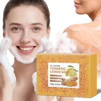 Savon au citron, curcuma et acide kojique 100g, soin éclaircissant pour la peau, barre de beauté blanchissante naturelle pour le nettoyage du visage et l'hygiène corporelle 1
