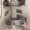 Bathroom Corner Shelf Punch-Free Wall Mounted 2-Layer Aluminum Triangle Basket Shower Room Storage Rack Bathroom Organizer 1