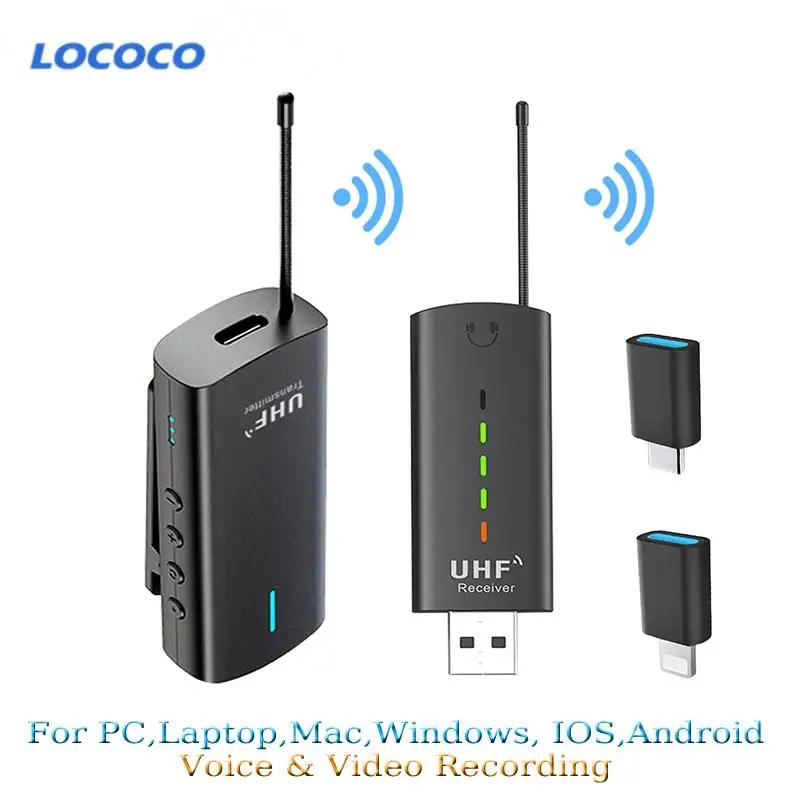 Беспроводной USB-микрофон LOCOCO петличный микрофон для iPhone Android UHF ноутбука MAC