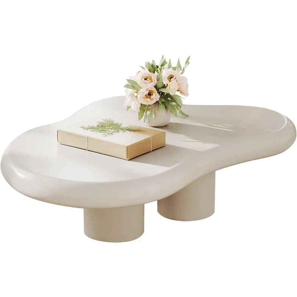 

Cloud Coffee Table, Cute Irregular Indoor Tea Tables with 3 Legs, Easy Assembly,28.34"D x 46.06"W x 15.74"H