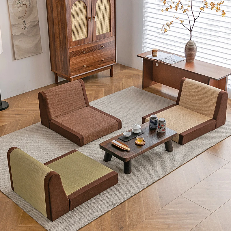 Natural Bamboo Silk Japanese Tatami Mat Sofa Window No Leg Rest Balcony Low Chair Living Room Backrest Recliner Furniture