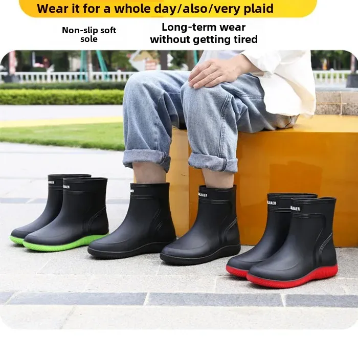 Bottes pluie homme épaisses semelle EVA chaude pêche cuisine construction imperméables plastique