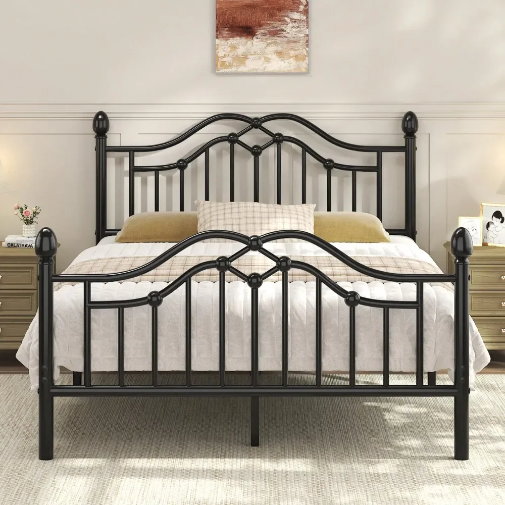 Frame With Headboard And Footboard, Modern Metal Platform Bed Frame Support Up To 1000LBS, Under Bed Storage, No Box Spring Need