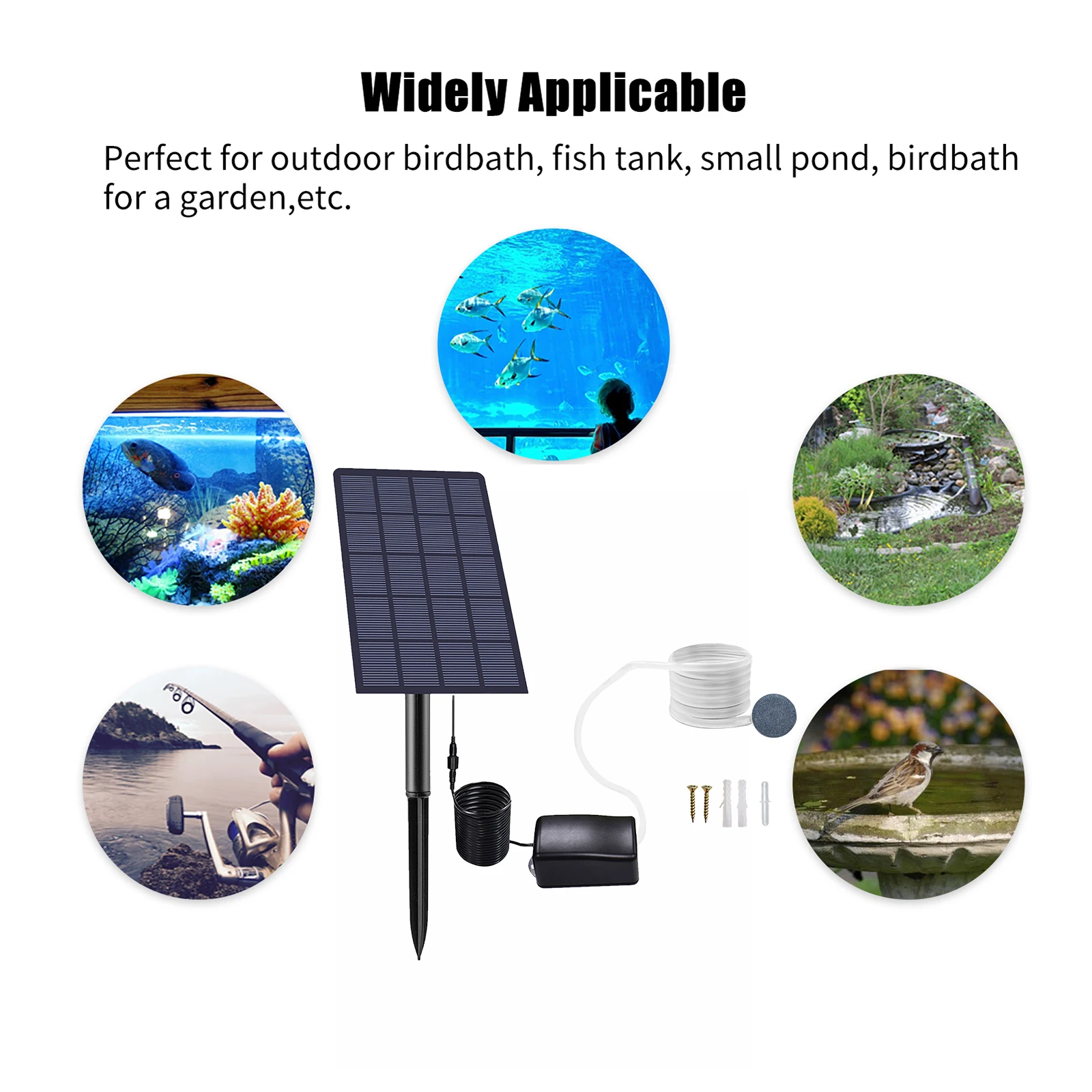 Solar oxygen pump 2.5W Plug-in Solar Oxygen Pump Fish Tank Oxygenator Aquarium Oxygen Aerator Air Pump Fishing Aerator with Pipe Air Bubble Stones