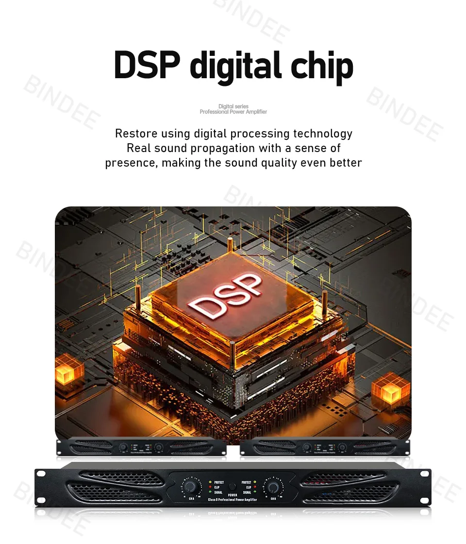 Slim 1U 2-channel professional digital power amplifier for stage performance conference school home karaoke outdoor amplifier
