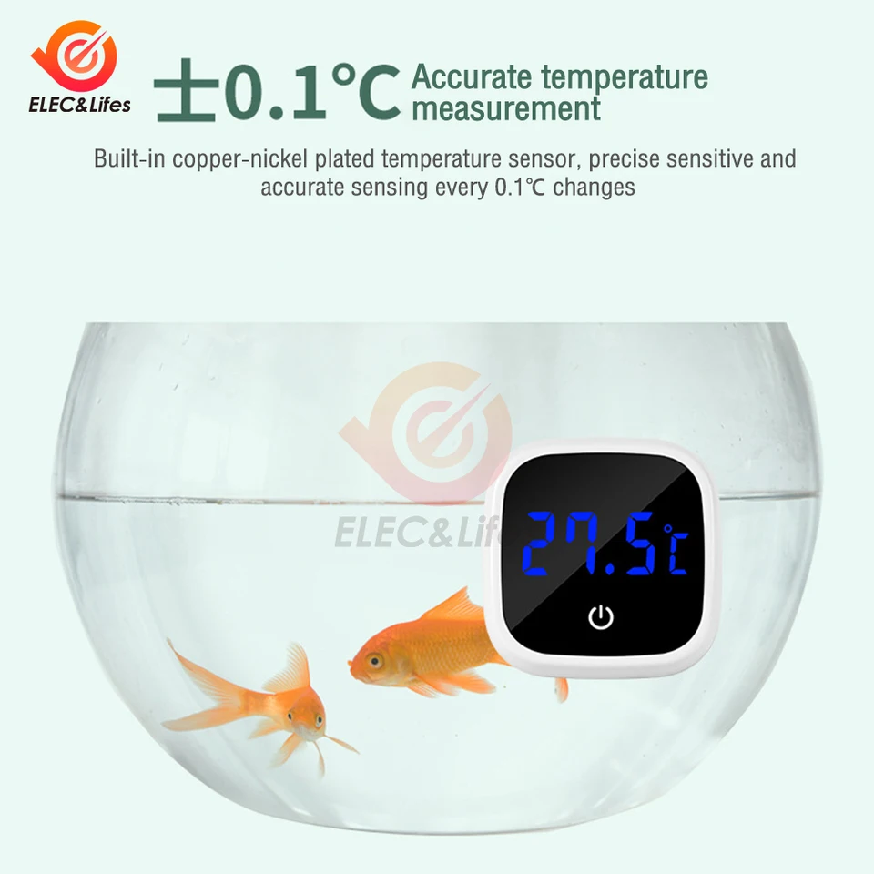 Termometro Digitale Per Acquari Con Touch Screen LED – Alta Precisione 0.1°C, Batteria 2 Anni, Installazione Senza Attrezzi, Per Pesci Tropicali E Rettili