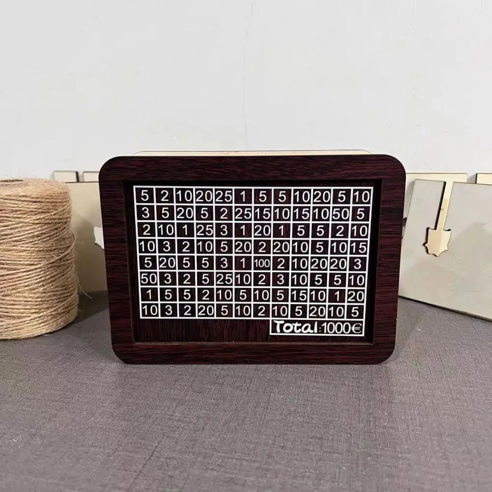 1000/2000/3000/5000/10000 Euro Money Box Wooden Piggy Bank Wooden money box piggy bank safe box coin holder coin bank cash box secret safe box Money Vault Savings Box Challenge Cash Storage Case