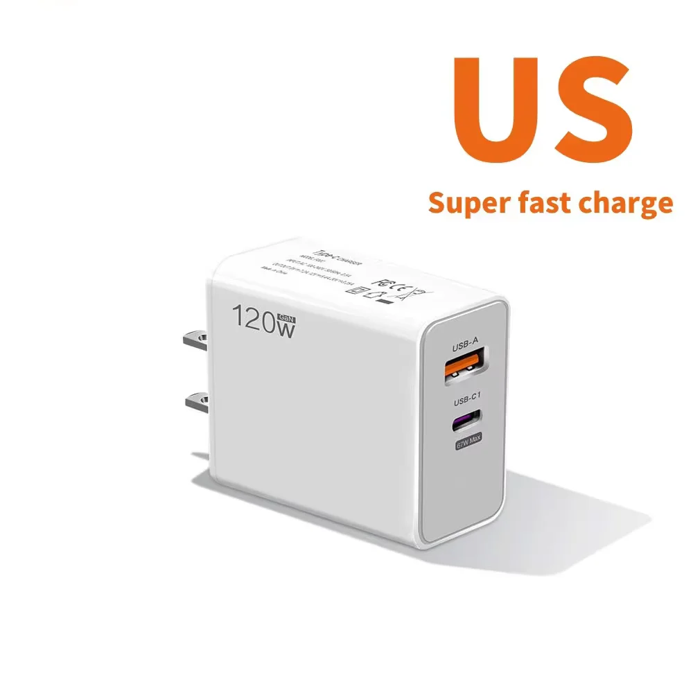 120W Turbo Fast Wall Hypercharge Adapter with 6A USB Type C Cable